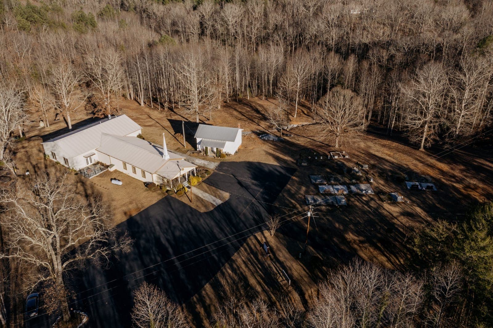 Aerial drone view of the Soapstone grounds and surrounding land